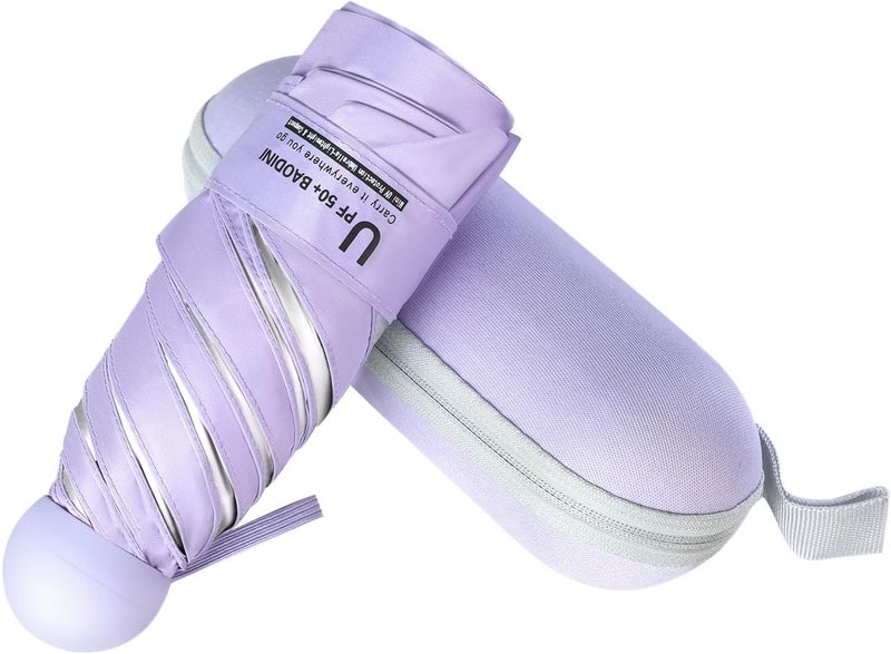 BAODINI Travel Essentials Mini Umbrella for Purse With Case Small Compact UV Sun Protection Lightweight Tiny Pocket Manual Open Close Umbrella for Women Kids and Men Fits Purse Backpack - Image 1